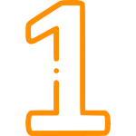 Bold outlined number 1 on a white background.